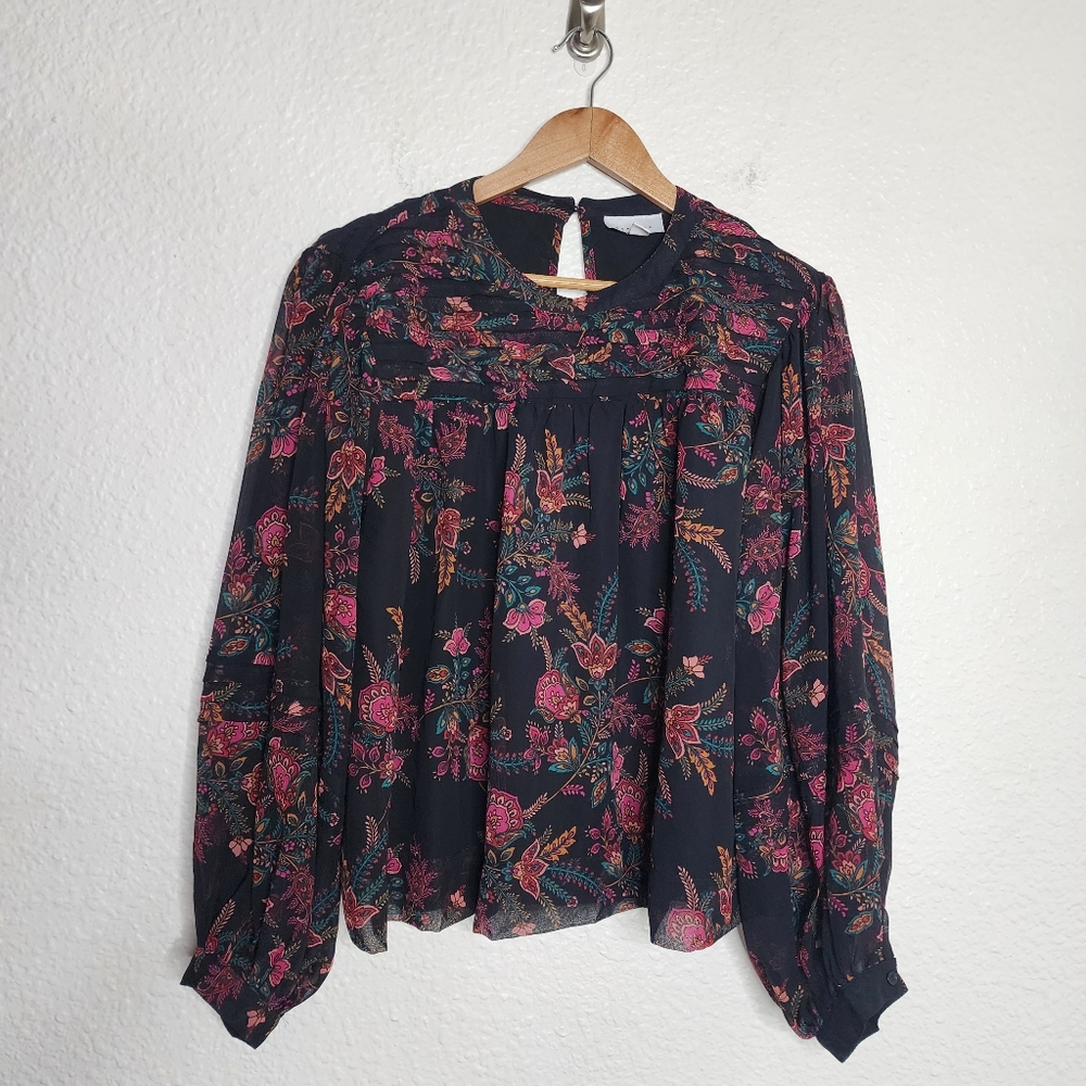 Topshop Paisley Print Pintuck Blouse Multicolored Women's Size 10